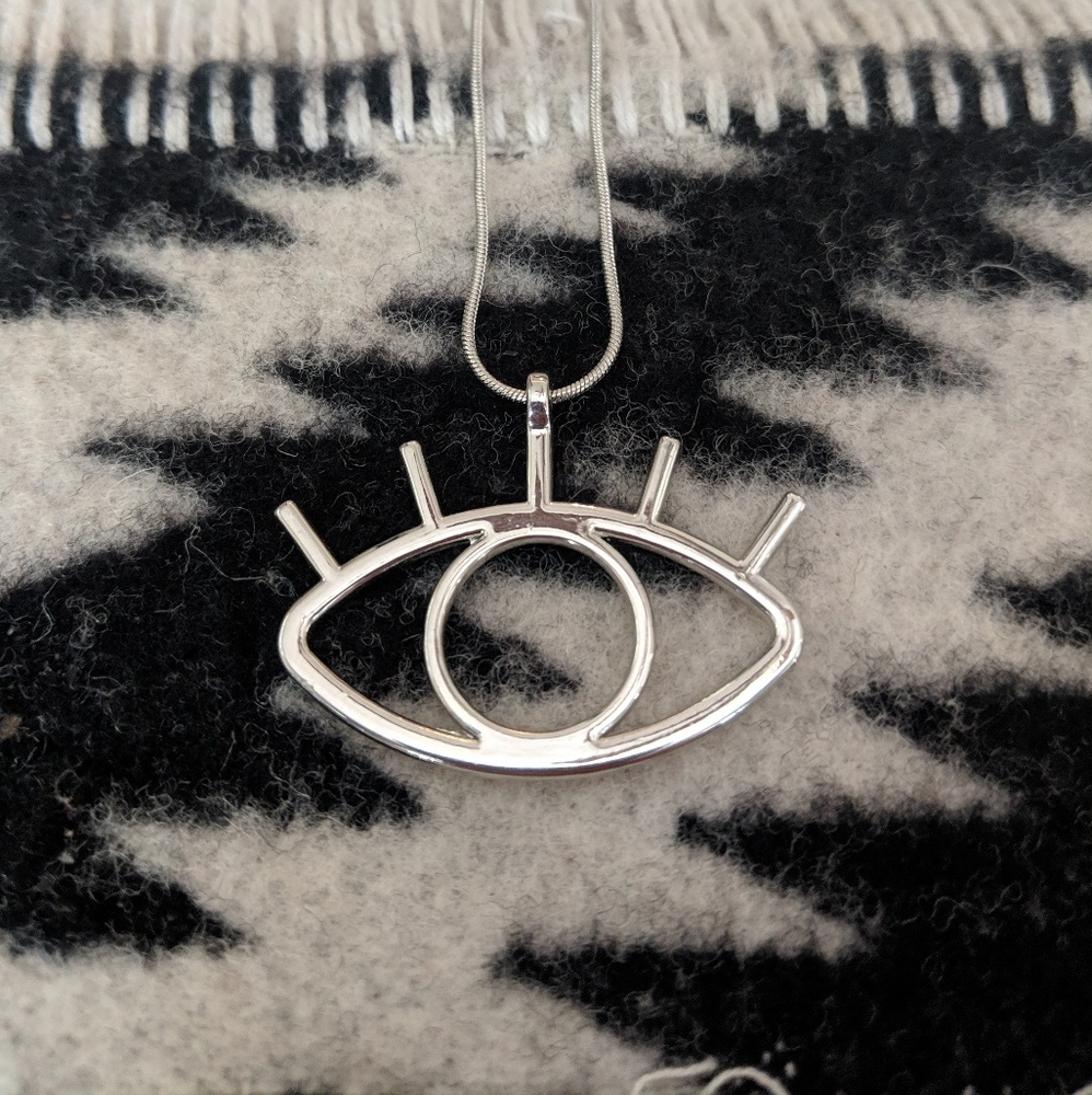 Silver Illuminati Eye Charm Necklace
